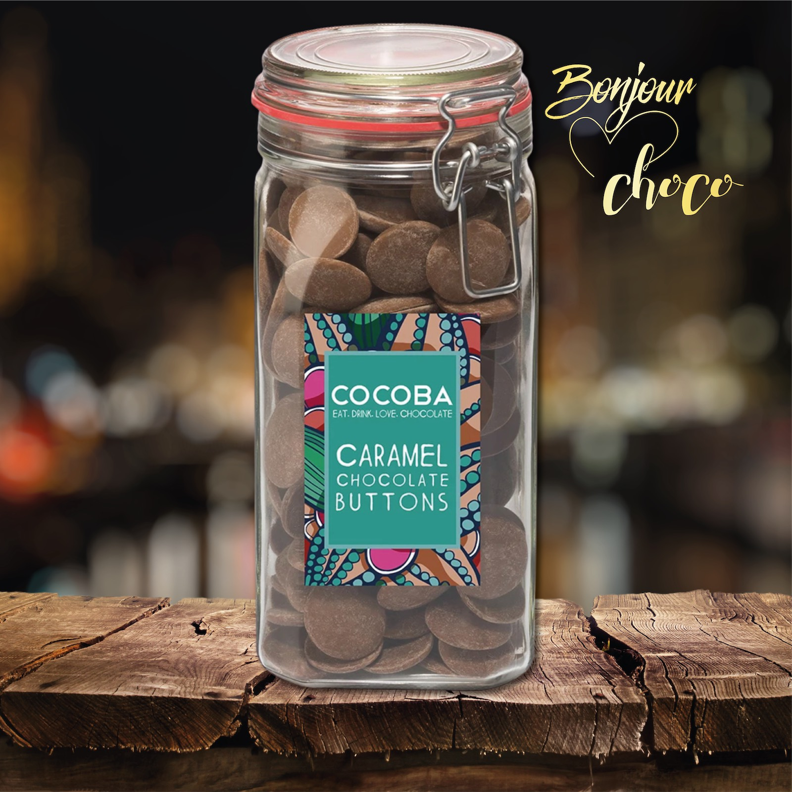 Borcan gigant cu năsturei de ciocolată cu lapte și caramel sărat 900G