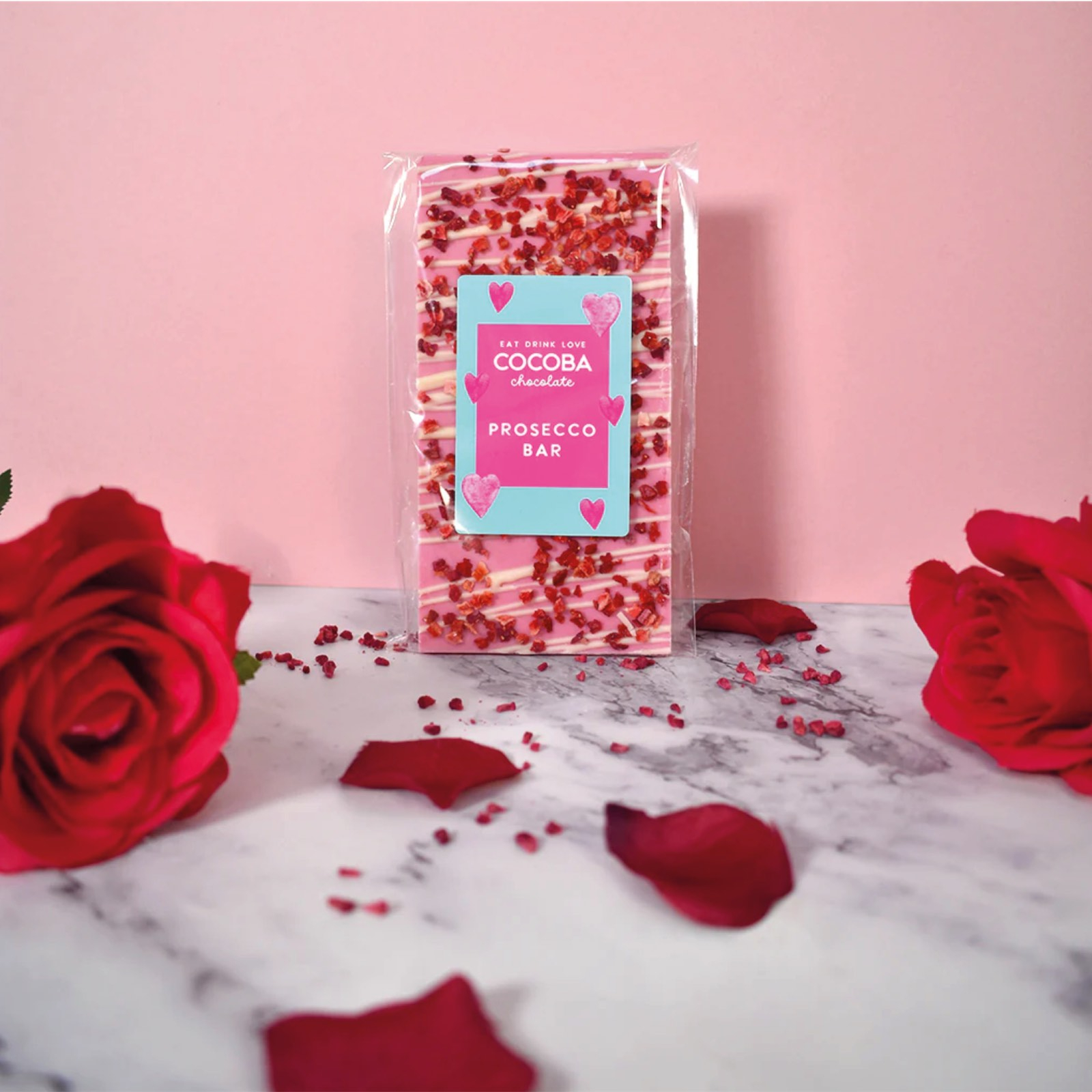 Prosecco Bar. Tabletă ciocolată albă cu prosecco și căpșuni 100G - Produs handmade