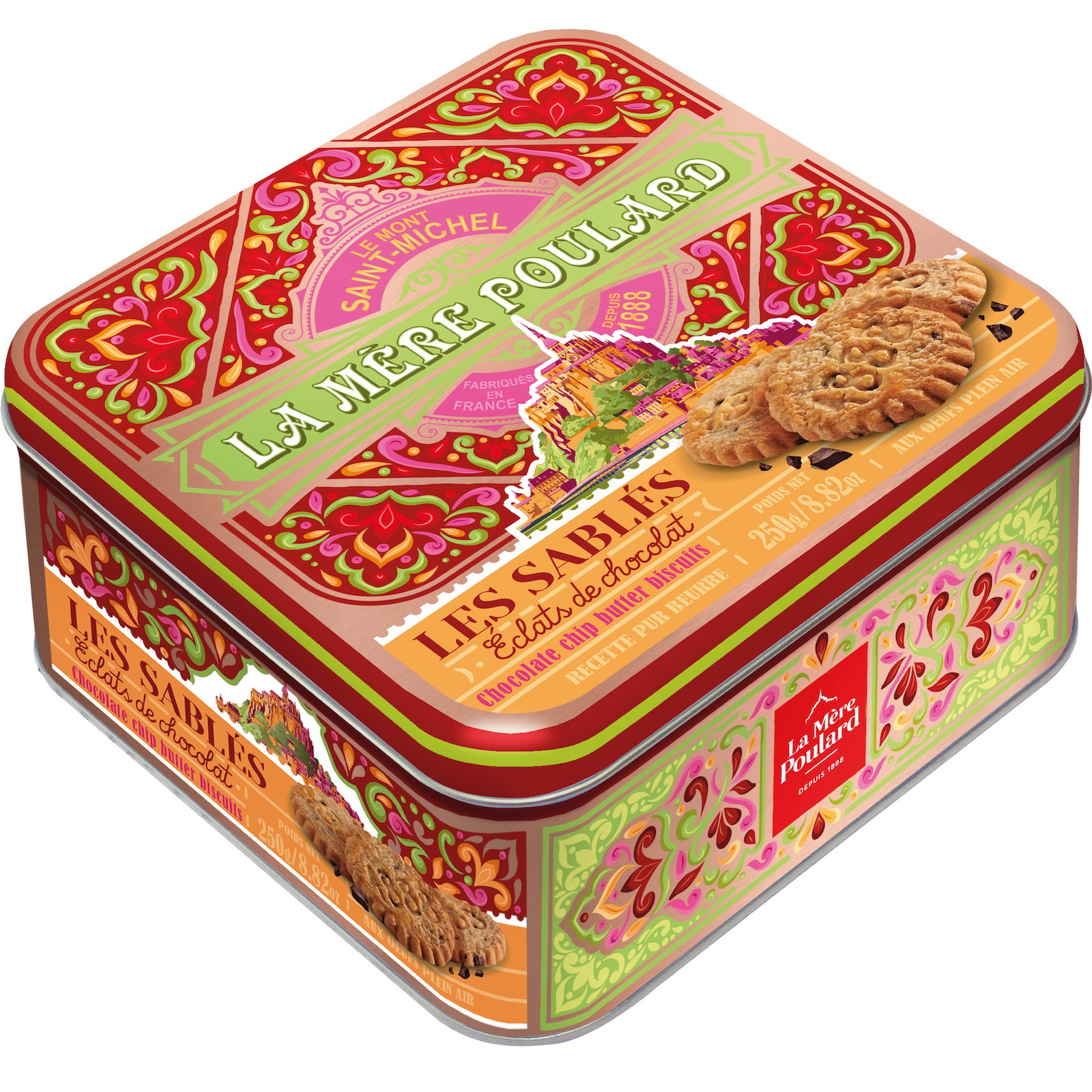 Les Sablés Mythique - Biscuiți cu chipsuri de ciocolată cutie metalică 250G